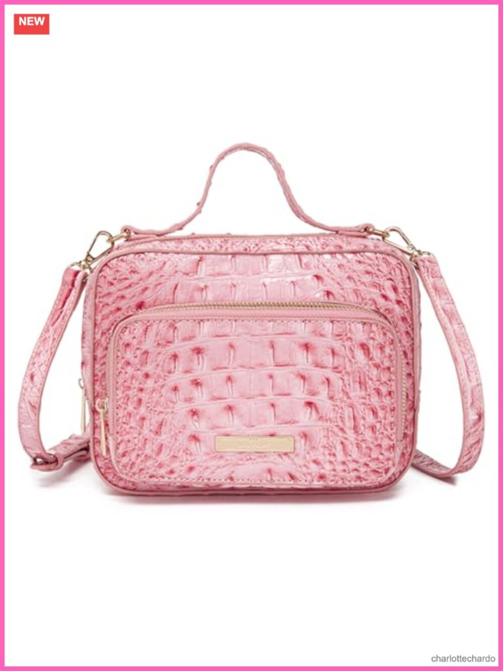 Vegan Leather Croco Mini Crossbody Bag Top Handle Purse
